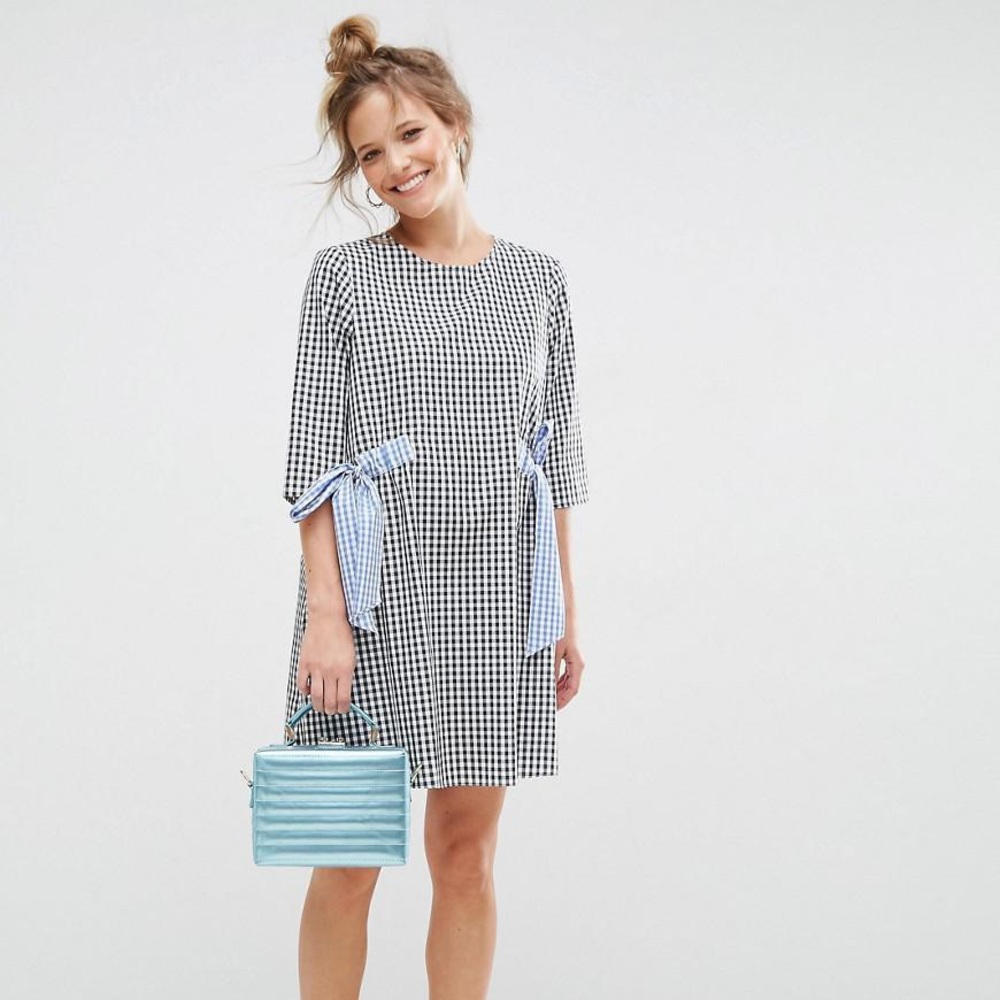 Asos Gingham Dress With Contrast Times